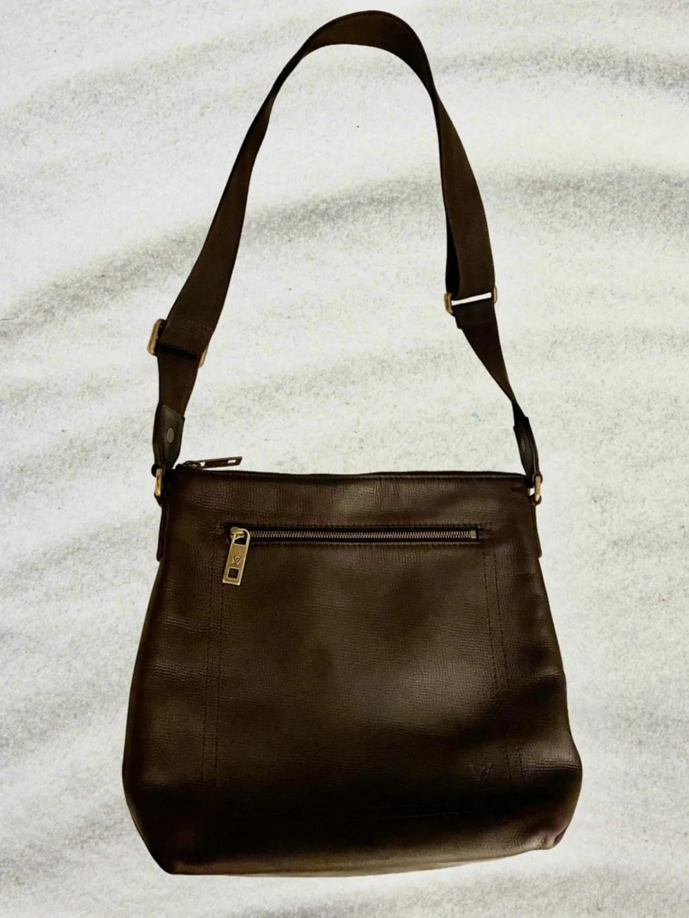 LOUIS VUITTON Cafe Coffee Brown Utah Leather Shawnee MM Crossbody Bag